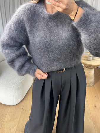 PULL MOHAIR GRIS