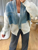 VESTE EN JEANS PULL BEIGE