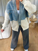 VESTE EN JEANS PULL BEIGE