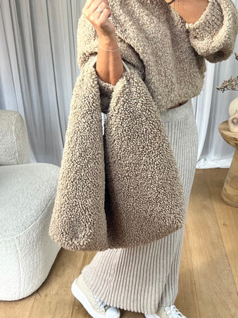 SAC BOUCLETTES HANSE CUIR TAUPE