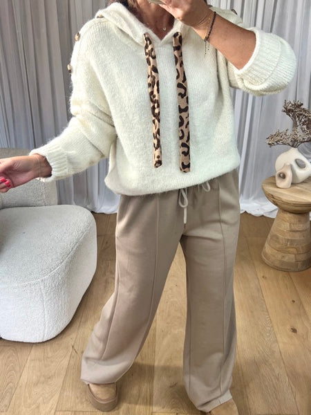 PANTALON AMPLE PINCE TAUPE