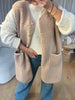 VESTE SHERPA BOUTONS MARTELÉS BEIGE