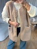 VESTE SHERPA BOUTONS MARTELÉS BEIGE