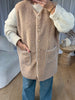 VESTE SHERPA BOUTONS MARTELÉS BEIGE