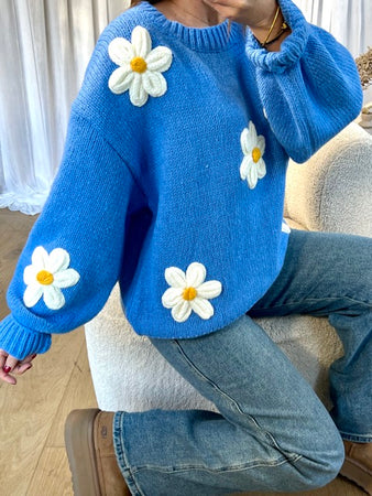 PULL MARGUERITE BLEU