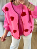 GILET SANS MANCHES COEURS ROSE