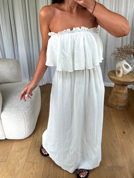 ROBE GAZE BUSTIER BLANC