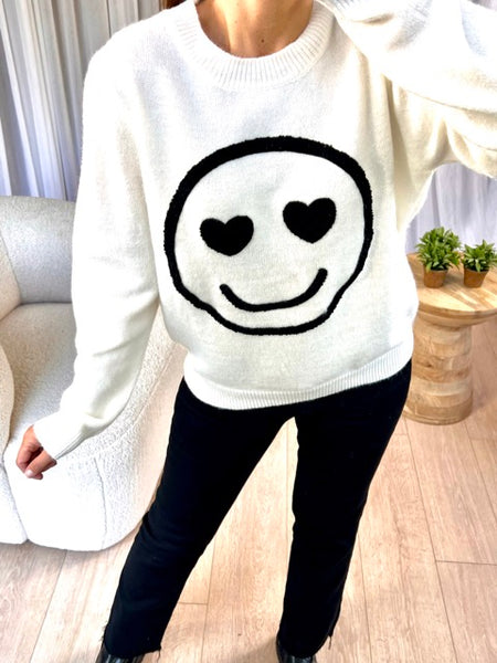 PULL SMILEY BLANC